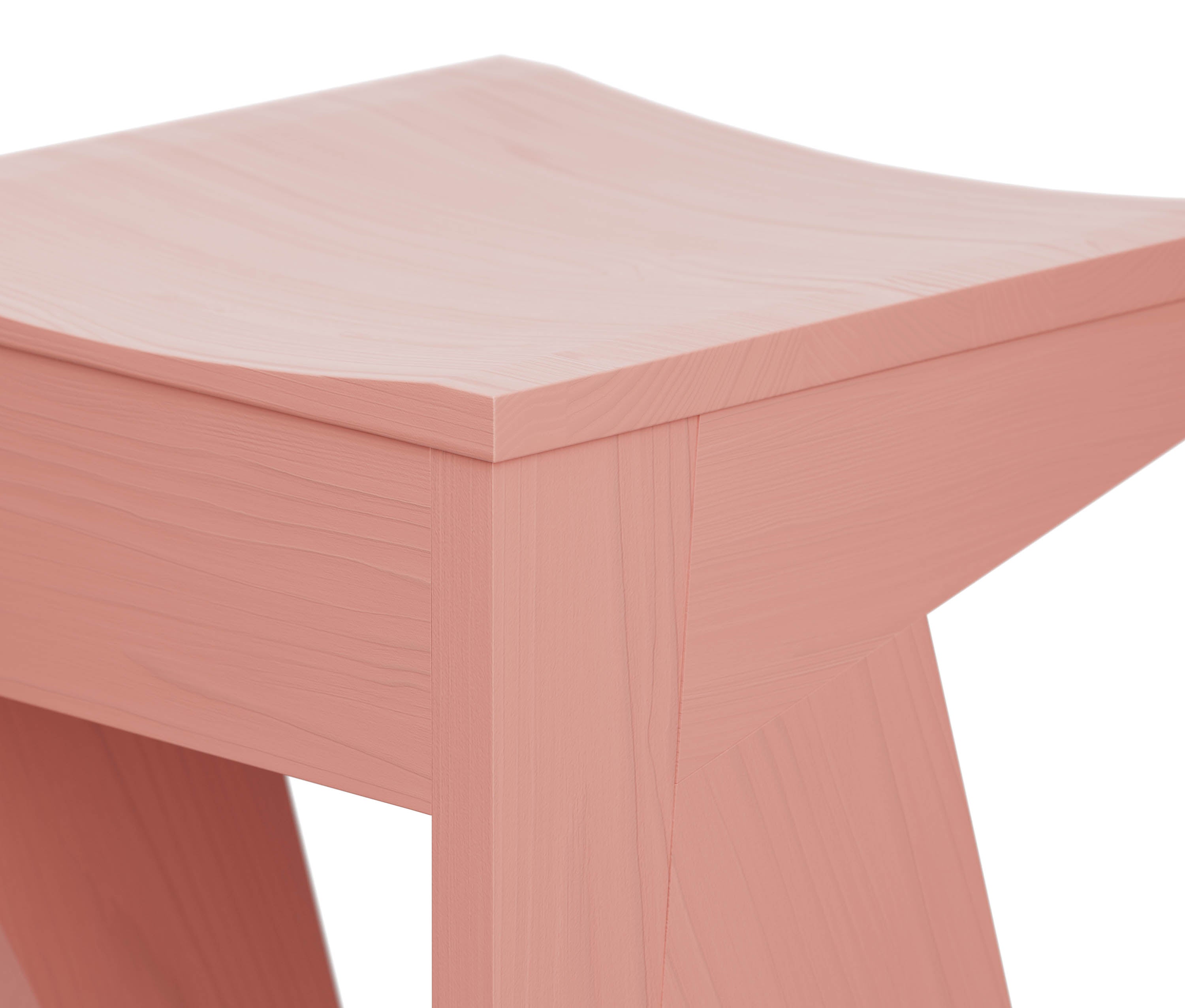 Pink wooden online stool